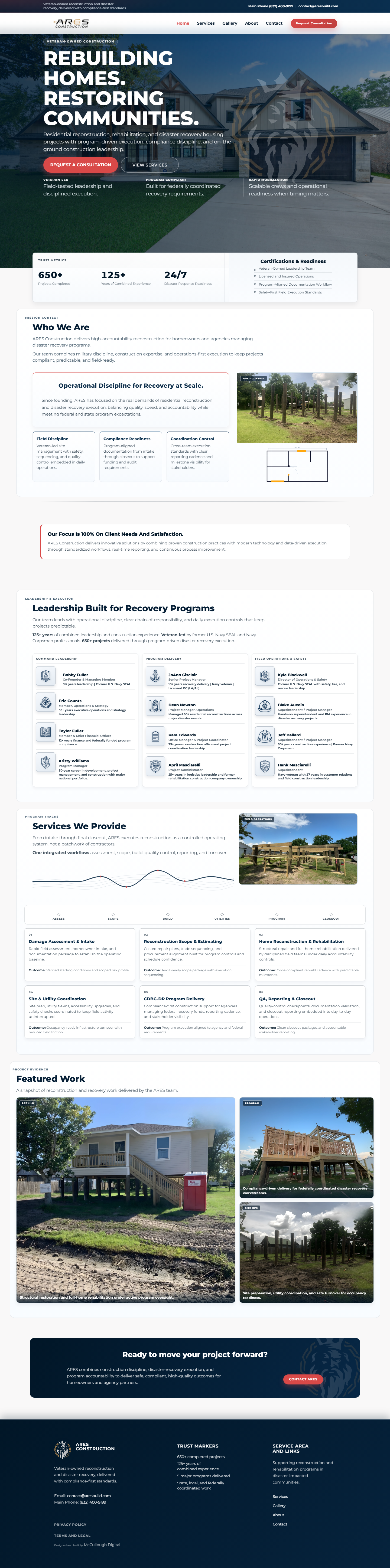 ARES homepage full-page capture